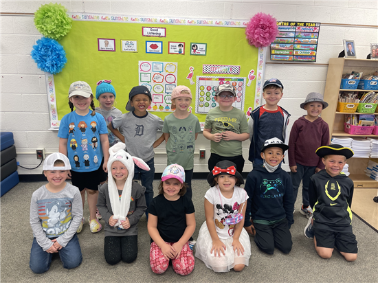 Students wearing hats of all kinds